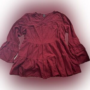 SHEIN Burgundy Tiered Tunic Top
